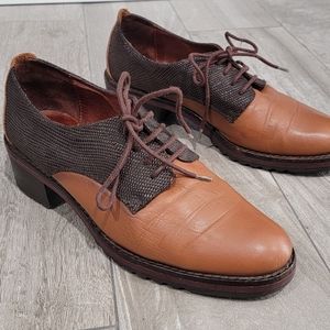 Hispinitas tan and brown lace up oxfords 37